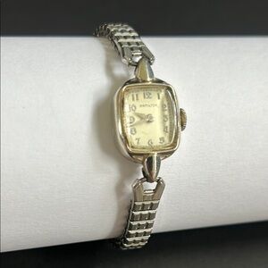 10k white‎ gold filled Hamilton women’s vintage dainty watch one size stretches